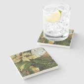 シルバーと金ゴールドクリスマスツリーIIホリデイ ストーンコースター (横)