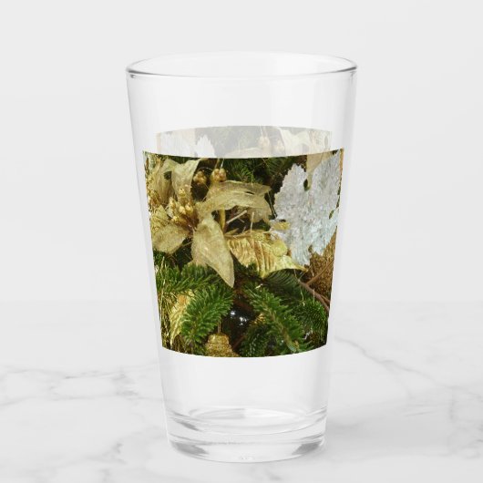 シルバーと金ゴールドクリスマスツリーIIホリデイ タンブラーグラス (正面)