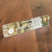 シルバーと金ゴールドクリスマスツリーIIホリデイ デスクネームプレート (側面)