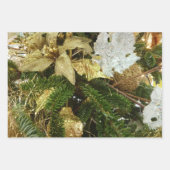 シルバーと金ゴールドクリスマスツリーIIホリデイ ラッピングペーパーシート (正面)