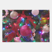 シルバーと金ゴールドクリスマスツリーIIホリデイ ラッピングペーパーシート (正面3)