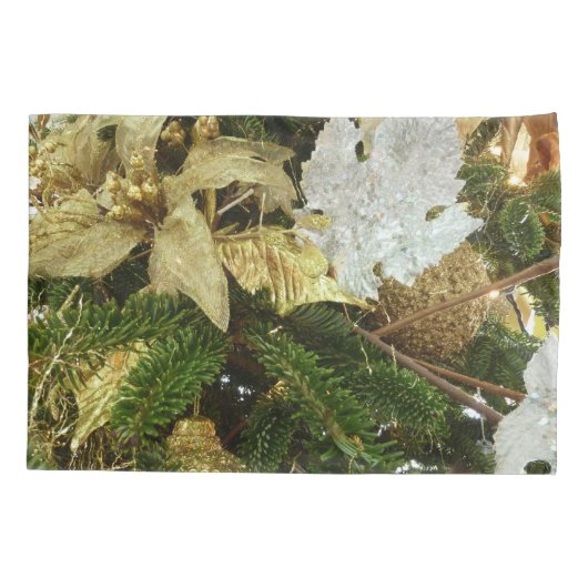 シルバーと金ゴールドクリスマスツリーIIホリデイ 枕カバー (裏面)