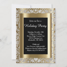 シルバーと金ゴールドクリスマスホリデーツリー 招待状