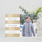 シルバーと金ゴールドストライプメリークリスマスフォトカード シーズンカード (スタンド正面)