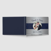 シルバーと金ゴールドスパークルの結婚写真のゲストブック ゲストブック (全面)