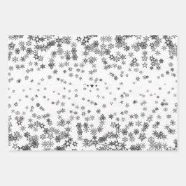 シルバーと金ゴールドハーレクイン雪の結晶スター ラッピングペーパーシート