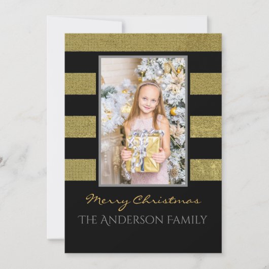 シルバーと金ゴールドフォトクリスマス シーズンカード (正面)