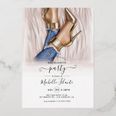 シルバーと金ゴールドモノグラムシックバチェロレッテ 箔招待状 (裏面)