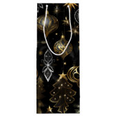 シルバーと金ゴールド伝統的オーナメント ワインギフトバッグ (裏面)