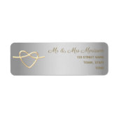 シルバーと金ゴールド結婚の差出人住所 ラベル (正面)