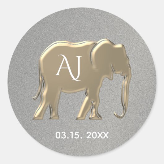 シルバーと金ゴールド結婚式の引き出物 ラウンドシール (正面)