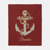 シルバーと金ゴールド航海のトーンボートいかりフリースb フリースブランケット (正面)