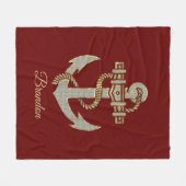 シルバーと金ゴールド航海のトーンボートいかりフリースb フリースブランケット (正面(横))