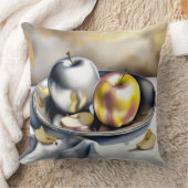 シルバーと金ゴールド・リンゴの静物詩 クッション (ブランケット)