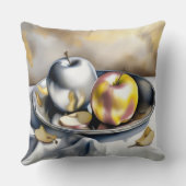 シルバーと金ゴールド・リンゴの静物詩 クッション (裏面)