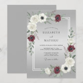 シルバーな洗練された冬の結婚式 招待状 (正面/裏面)