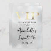 シルバーにゴールドのVIP 招待状 (正面/裏面)