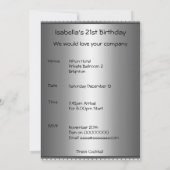 シルバーに赤いハートの誕生日招待状 招待状 (裏面)