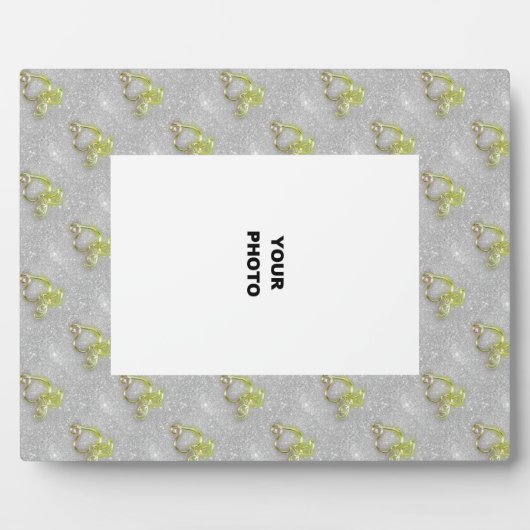 シルバーに輝くゴールドハート フォトプラーク (正面)