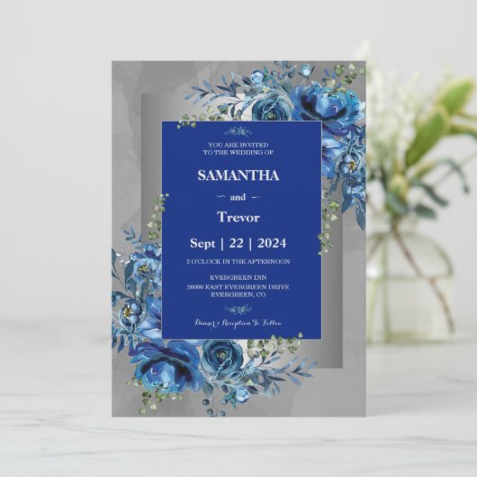 シルバーのひさひや、ブルーの開花結婚たち 招待状 (スタンド正面)