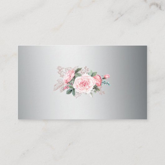 シルバーのウェブサイトにピンク結婚のバラ エンクロージャーカード (裏面)