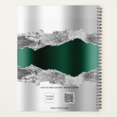 シルバーのエメラルドグリーン瑪瑙の大理石名台本2026 プランナー手帳 (裏面)