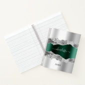 シルバーのエメラルドグリーン瑪瑙の大理石名台本 ノートブック (内部)