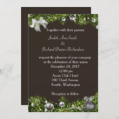 シルバーのオーナメントが付いたクリスマスウェディングの招待状 招待状 (正面/裏面)