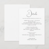 シルバーのカリグラフィー結婚式詳細カード エンクロージャーカード (正面/裏面)