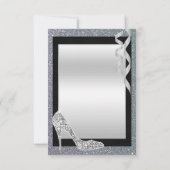 シルバーのキラキラ輝くスティレット&ストリーマーズありがとう サンキューカード (裏面)