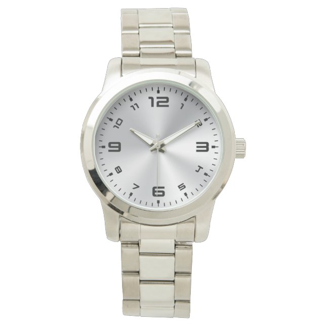 シルバーのグラデーション特大の銀のブレスレットウォッチ 腕時計 (正面)