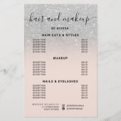 シルバーのグリッター価格ロゴピンク お店はオープンしています チラシ (裏面)