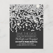 シルバーのグリッター列のライトが日付を保存 案内ポストカード (正面)