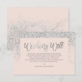 シルバーのグリッター スクリプト ブラッシュ ピンクの願い井戸 エンクロージャーカード (正面/裏面)