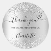 シルバーのコンフェッティ ありがとう ラウンドシール (正面)