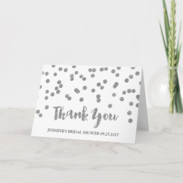 シルバーのコンフェッティ ブライダルシャワーのお礼 サンキューカード