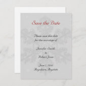 シルバーのスノーフレーク日付カードを保存 セーブザデート (正面/裏面)