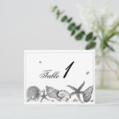 シルバーのテーブル結婚番号の華やかなビーチ ポストカード (スタンド正面)