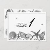 シルバーのテーブル結婚番号の華やかなビーチ ポストカード (正面/裏面)
