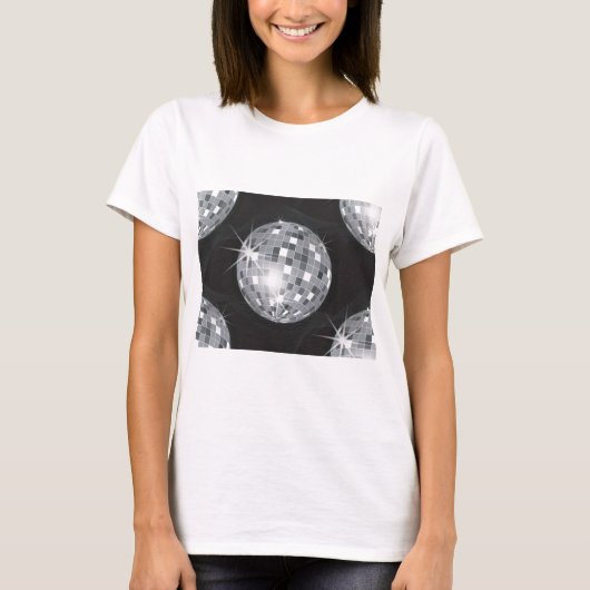 シルバーのディスコボール Tシャツ (正面)