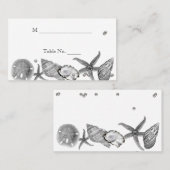 シルバーのビーチに華結婚やかな座席表 プレイスカード (正面/裏面)