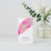 シルバーのフェイクグリッターブラシストロークの水色 名刺 (スタンド正面)