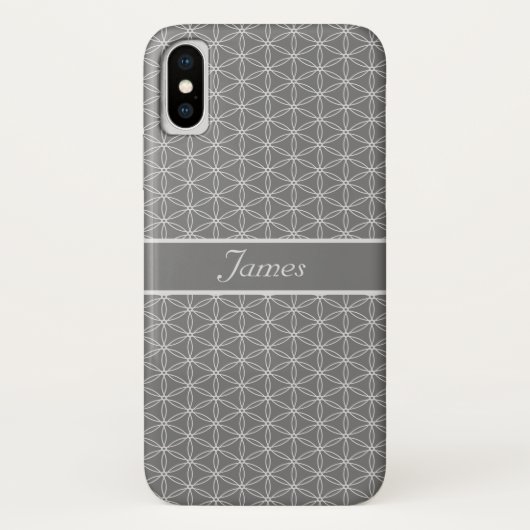 シルバーのフラワーオブライフ模様 Case-Mate iPhoneケース (裏面)