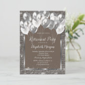 シルバーのフレームがバルーンを連れ去る茶色の退職 招待状 (スタンド正面)