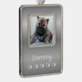 シルバーのペット写真オーナメント - 縦フレーム、クリスマス シルバープレートフレームオーナメント (右)