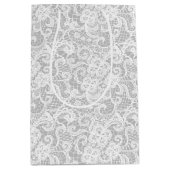 シルバーのホワイトレース ミディアムペーパーバッグ (正面)