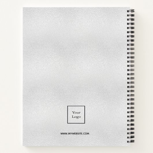 シルバーのモノグラムイニシャルビジネスロゴ ノートブック (裏面)