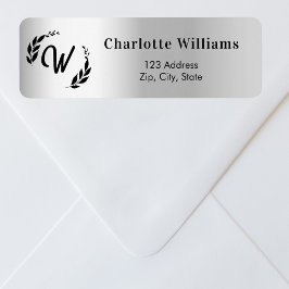 シルバーのモノグラムイニシャル返送先住所 ラベル