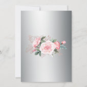 シルバーのリハーサルでみすぼらしいシックなピンク結婚のバラ 招待状 (裏面)