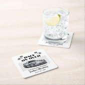 シルバーのレースカーモダンでレースを行う スクエアペーパーコースター (インサイチュ)